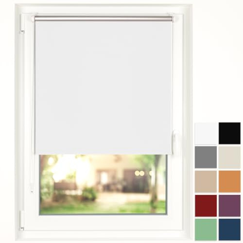 Blumtal Rollo 70x130cm occultant sans perçage - 100% obscurcissant, Thermique et Anti-UV - Store Enrouleur à Pinces, 4 Couches, Isolation Chaleur et Froid - Montage Facile -Blanc
