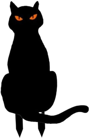 Halloween Decorations Outdoor Halloween Decor 12 In Long Black Cat Silhouette with Orange Eyes Metal Cat-Shape Scary Yard Decorations with Stakes for Yard Garden Lawn