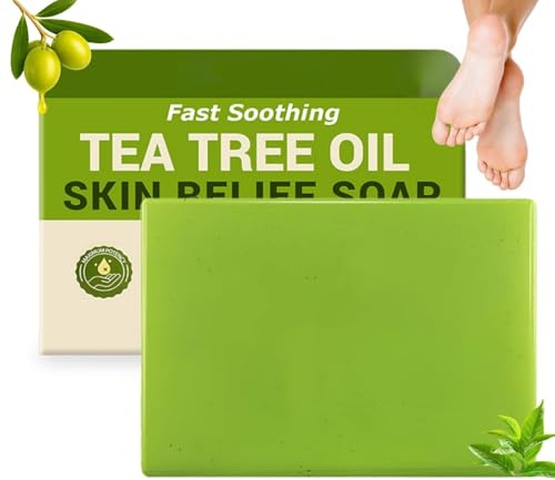 Loravey Relief Soap Bar,Tea Tree Oil Soap Bar,Tea Tree Body Wash,Te/a Tre/e Face Wash,Te/a Tre/e Oil for Skin,Exfoliating Soap Ba/r,Daily Refreshing Cleanse,Natural Foot Soa/ps for Athlete's Foot