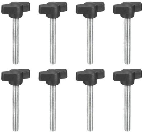 QUARKZMAN 8 Stück Flügelschraube M6 x 45mm | Rändelschraube Sterngriffmutter mit Griff, Sternschraube Sternkopfschraube Klemmknopf für Werkzeugmaschine Anziehen Geräte