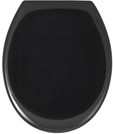 Wenko 18441100 Premium WC-Sitz Ottana - Absenkautomatik, rostfreie Fix-Clip Hygiene Edelstahlbefestigung, antibakteriell, Duroplast, schwarz
