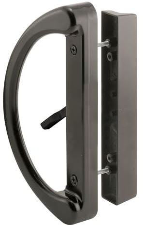 Prime-Line C 1224 Sliding Patio Door Handle Set - Replace Old or Damaged Door Handles Quickly and Easily – Black Diecast, Mortise Style, Non-Keyed, Fits 3-15/16” Hole Spacing (1 Set)
