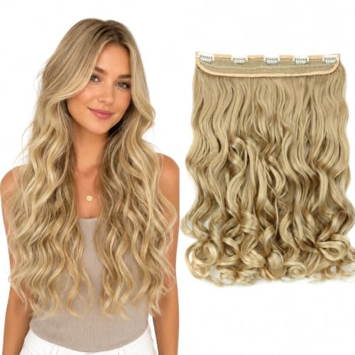 CAISHA 40cm Clip IN Extension Haarteil Haarverlängerung Blond Mix C54-1 | Haarteile aus Kunsthaar, gewellt, gewellt, hitzebeständig, für den gesamten Kopf, mehrfarbig, lang, dick