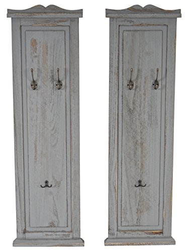 Mendler 2er-Set Garderobe T33 109x28x4cm - grau Shabby | Wandgarderobe, Garderobenpaneel, Wandhaken, Holz