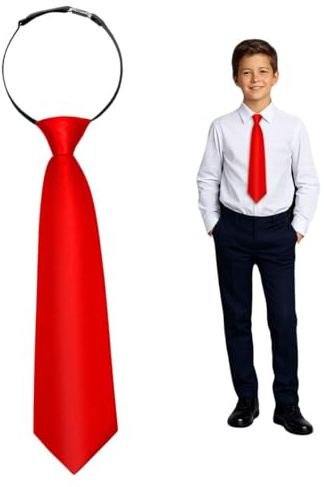 Soul-Cats Jungen Krawatte 34 cm vorgebunden Seiden Look Hochzeit Kommunion Jugendweihe, Farbe: rot