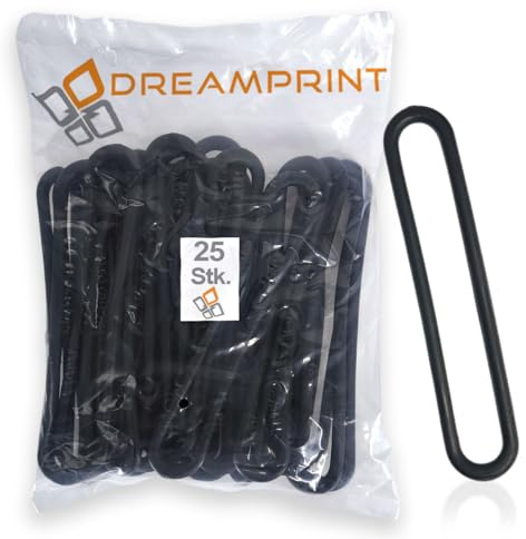 Dreamprint Gummispannringe (25 Stück, 200mm, Ø8mm) - Spanngummi in Schwarz für Anhängerplanen - Gummiring, Spannring, Gummiband, Planenspanner - Ideal für KFZ, Boote, Markisen & Co