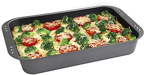 Chg 9601-04 Fuente para Asar Y Hornear De Color Antracita Metalizado/con Asa Y Puntos De Bloqueo/Revestimiento Antiadherente/Aprox. 41,0 X 26,5 X 6,0 Cm