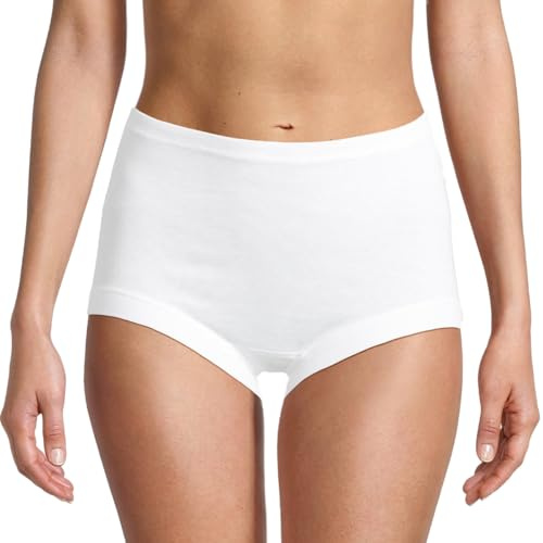 5 Stück Taillenslip Damen Slip Unterwäsche Unterhose NELLY 100% Baumwolle TAILLENSLIP mit tiefem Beinausschnitt Farbe weiß Größen 38-52, Weiß, 52