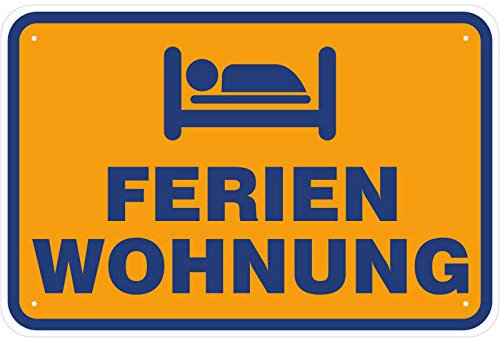 Schild Ferienwohnung frei aus Aluminium-Verbundmaterial 3mm stark 20 x 30 cm