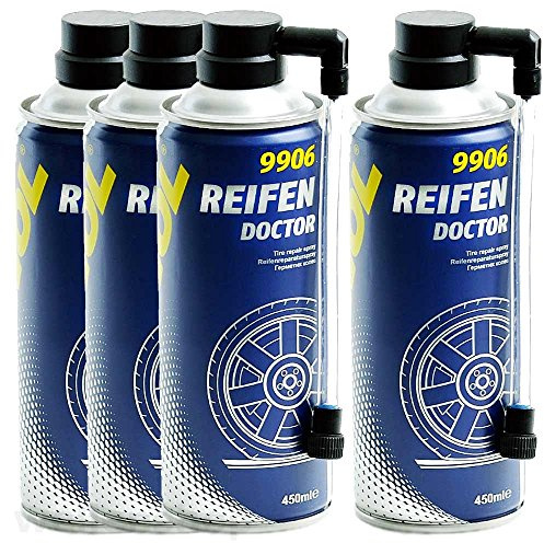 MANNOL 4 x 450ml Reifendichtmittel Reifenreparatur-Spray Radspray Motorrad PKW