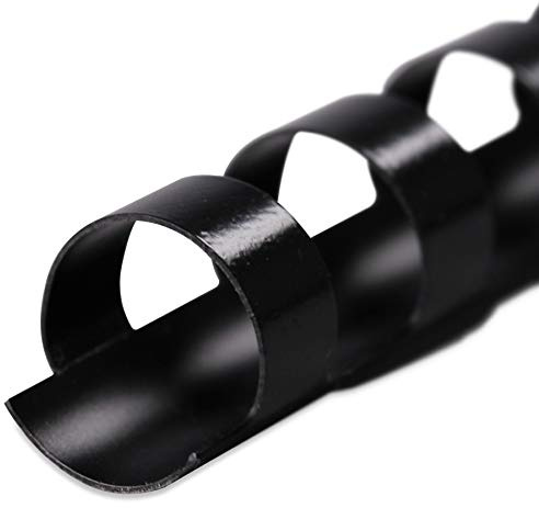Plastikbinderücken, SCHWARZ, 12 mm, 21 Ringe, 100 Stück, für ca. 80 Blatt – Plastikringbindung, Spiralbindung, Ringbindung