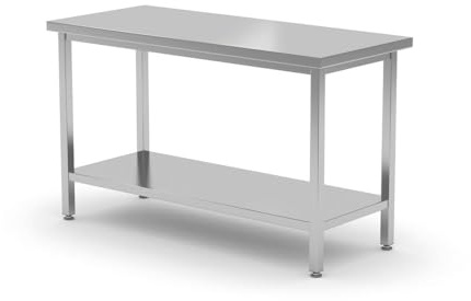 HENDI Arbeitstisch, Küchentisch, Edelstahltisch, Tisch, Zur Selbstmontage, Höhenverstellbare Füße, für Restaurant, Bar, Küche, 1000x700x(H)850mm, Edelstahl