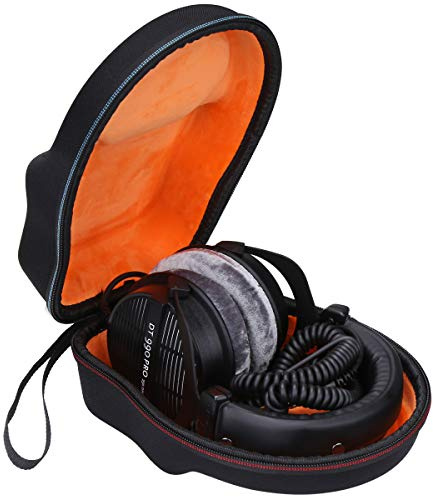 Mchoi Hard Portable Case Compatible with Beyerdynamic DT 990 PRO/DT 770 PRO Open Studio Headphone, Case Only (Black and Orange)