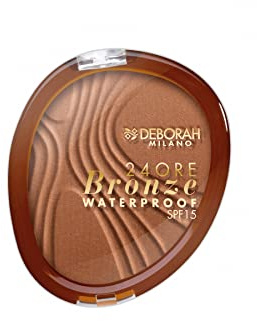 Deborah Milano - Terra Viso Compatta 24 Ore Bronze SPF 15, 03 Light Beige, Bronzer dalla Texture Waterproof e a Lunga Durata, Dona una Pelle Luminosa e Naturalmente Abbronzata, 12 gr