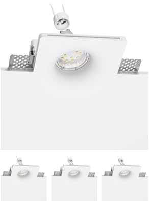 ledscom.de 4x LED Gips Einbaustrahler GIEDI DIY, inkl. GU10 Lampe (warmweiß, 2,339W, 227lm, 110°)