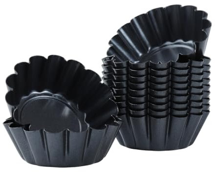 BESTonZON 12 Packs Egg Tart Mold, Non-Stick Pudding Moulds Mini Carbon Steel Cake Muffin Moulds Tins Pans, Cupcake Cake Moulds, Baking Cookie Moulds, Kitchen Reusable Baking Tools