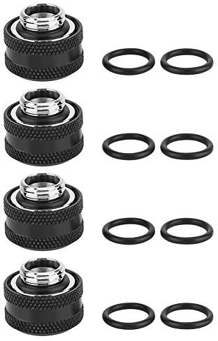 4 Stück Wasserkühlung Anschlüsse, Compression Fitting, PC Wasserkühlungs-Klemmverschraubung für Starres Acrylrohr Oder 14 mm Außendurchmesser Starren Rohr 5 Farben für PC-Wasserkühlsystem