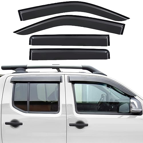 JHCHAN Déflecteurs de Vent Compatible pour Nissan Navara D40 Accessoires | Double Cabin Noir fumé Déflecteurs d'air