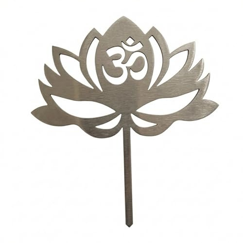 Edelstahl Lotusblume (mit Om-Zeichen) Beetstecker- Edelstahldeko für Beet, Blumentopf - Gartendeko Meditation/Yoga Angebotspreis