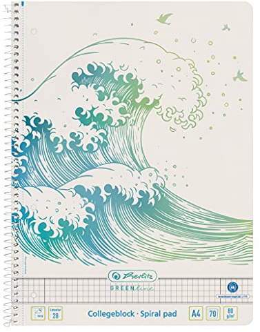 Herlitz Spiralblock A4 70 Blatt liniert 28 GREENline Welle