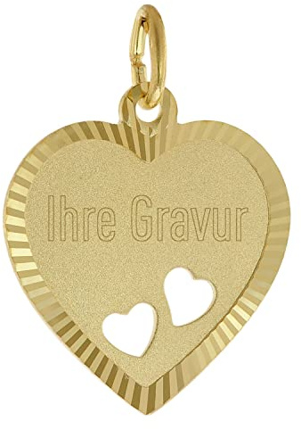 trendor Damen Gravur-Anhänger Gold 333 (8 Kt) Herz mit Namen 51933 | Gravurschmuck aus Echtgold, Schmuckstück für Damen und Herren,