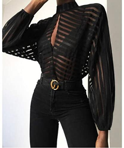 ZIERUCI Camicetta da Donna a Maglia da Donna Sheer Manica Lunga Camicia da Donna a Maniche Lunghe Nero Vuoto Hollow Sexy Tops Abbigliamento Femminile Summer Femmina Camicette Hot
