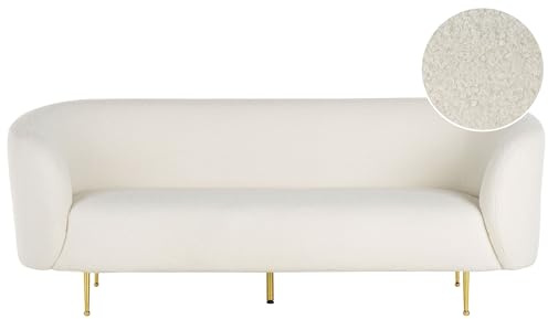 Beliani Klassisches Sofa im Art-Déco-Stil mit Armlehnen Metallgestell Bouclé weiß Loen