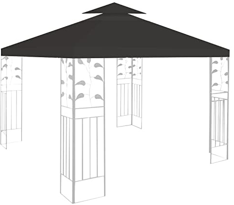 Herrselsam Ersatzdach für Pavillon 3x3m Pavillondach Grau Doppeldach Schutzhaube Wasserdicht Pavillon Ersatzbezug Polyester PVC beschichtet UV-Schutz Gartenpavillon Esatzdach
