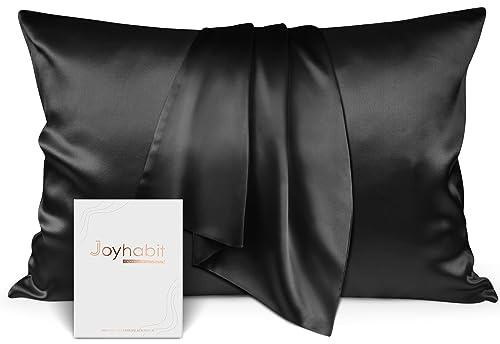 Joyhabit Seidenkissenbezug 40x60, Schwarz, 16MM Silk Pillowcase aus 100% Bio Maulbeerseide, Super für den Schutz der Haarqualität und der Haut