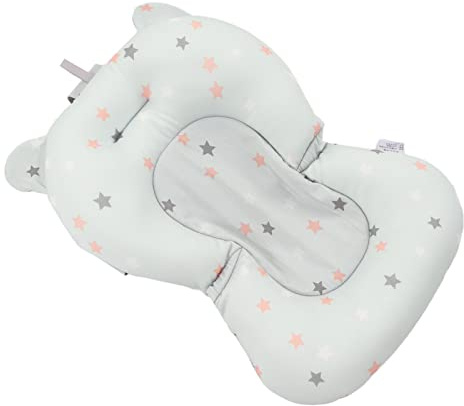 Babywannen-Sitzkissen, Großer Raum, Weich, Schwimmend, Säuglingsbadestütze für Badezimmer für Neugeborene (Hellblaue Sterne)