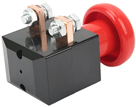 Interruttore di Arresto Emergenza, Impermeabile IP67 con Corrente 220-250A Tensione 12-220V, Pulsante di Sicurezza per Carrelli Elevatori Veicoli Industriali Macchinari Pesanti | Interruttore a pulsante di arresto di emergenza Interruttore di arresto di emergenza rosso rame ABS da 220 a 250A IP67 Foro