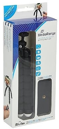 MediaRange Minitrípode Universal con Estructura Flexible y Disparador Remoto, Color Negro
