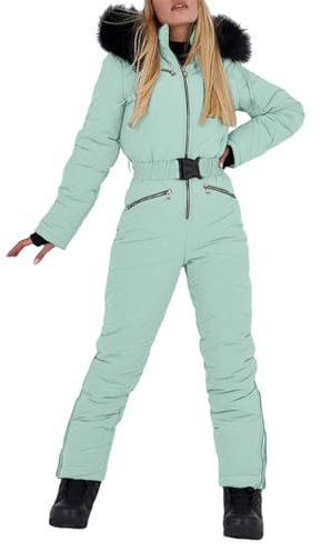 Generisch Skianzüge Für Damen Große Größe Skioverall Gefüttert Einteiler Skianzug Skibekleidung Winter Wasserdicht Warm Skianzug Schneeanzug 46 48 Overall Snowboard Set Matschhose 1