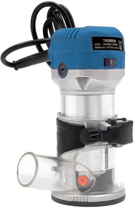 CuCummoo Recortadora de Madera de 6 Velocidades Variables, Kit de Fresadora Compacta,Fresadora-Recortadora, Fresadora de Madera Rebajadora Eléctrica, 220V 2000W Azul