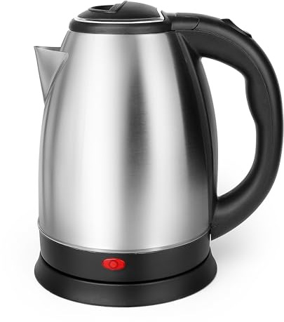 Stainless Steel Electric Tea Kettle, Electric Kettles for Boiling Water, 1.7L Electric Kettle, Cordless Water Boiler with 360 Degree Rotational Base, Automatic Shut Off, 1000W, Silver (Black)