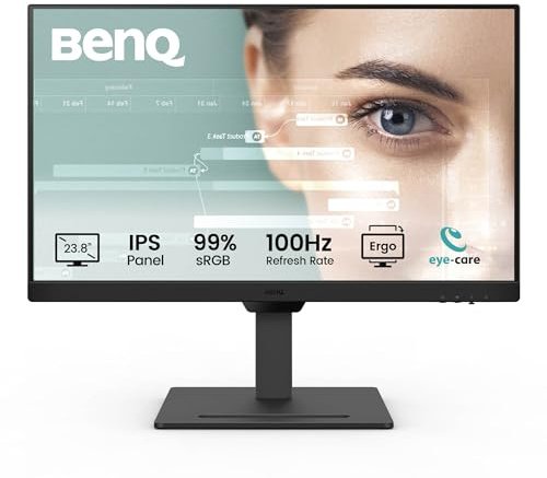 BenQ GW2490T Computer Monitor 24 100Hz FHD 1920x1080p | IPS | Eye-Care Tech | Low Blue Light | Anti-Glare | Adaptive Brightness | Height and Tilt Adjustable | Built-in Speakers | DisplayPort | HDMI