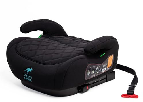 Urban Kanga Wombat Sitzerhöhung Auto Kinder Isofix 125-150 cm Gruppe 3 (Schwarz gesteppt)