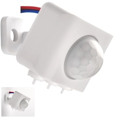 National Lighting Mini PIR Sensor - Motion Sensor Detector for Automatic Lighting - Adjustable 2-10 Metre Detection Range - Durable White ABS Construction for Convenient Lighting Control