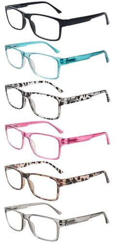 ZONLON 6 Pack Damen Lesebrillen Blaulichtfilter Brille Computerbrille mit Federscharnieren Blendfreie Lesehilfe (6C2,0.5)