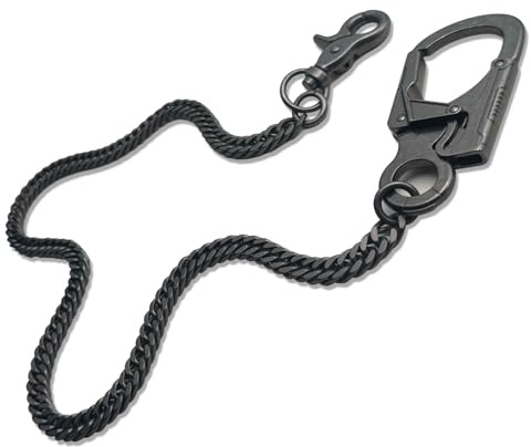 Ahiller Mens Wallet Chain, 25 Inch Stainless Steel Keychain, Gunmetal-QK