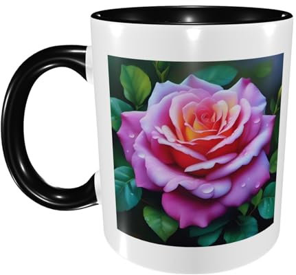 PHAYAH Tazza da caffè in ceramica da 325 ml, regalo per moglie, festa della mamma, regalo di compleanno per bere tè, bevande caffè e cioccolata calda con rose in fiore