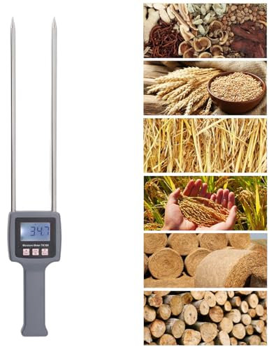 Medidor de Humedad de Heno, Analizador de Humedad de Sonda de Probador de Grano LCD Digital para Pasto de Salvado de Paja de Heno con Compensación de Temperatura Indicador de