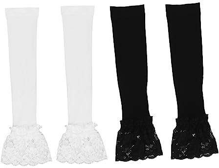 DEARMAMY 2paare Sommerliche Kühlende Spitze Armstulpen Uv-Schutz Leichte Ärmel Für Damen Outdoor Joggen Fahrrad Tennis