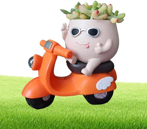 Genérico Maceta de Resina, Maceta pequeña y Fresca | Maceta pequeña para Motocicleta,Maceta de Plantas con ventilación, Adornos Originales de Plantas Verdes para decoración de Escritorio