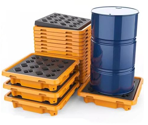 exproyzk Spill Containment Palette, Auslaufplattform mit Abfluss, Polyethylen-Auffangwanne 1 Fass Fassungsvermögen