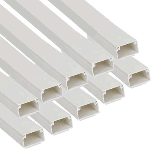 Jandei - Confezione da 10 grondaia adesiva bianca per cavi in PVC. Organizzazione e protezione del cablaggio 40 cm Lunghezza (4 metri) (16 x 25 mm)
