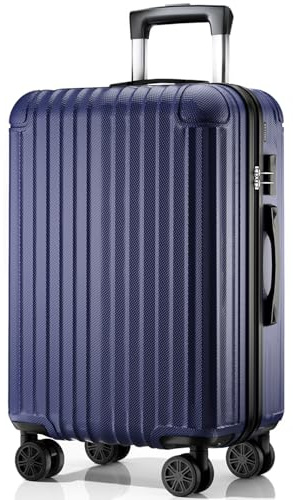 ABISTAB Hartschalenkoffer mittelgroß - Leicht Koffer Trolley 60L | Reisekoffer aus ABS | 4 Rollen & Zahlenschloss | Dunkelblau