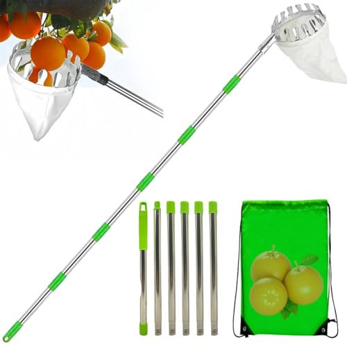 Obstpflücker Apfelpflücker Mit Teleskopstiel Obstpflücker Für Kirschen Apfelpflücker Mit Baumwollbeutel Pflaumenpflücker Kirschenpflücker Mit Leichter Edelstahl Verlängerung Verbindungsstange