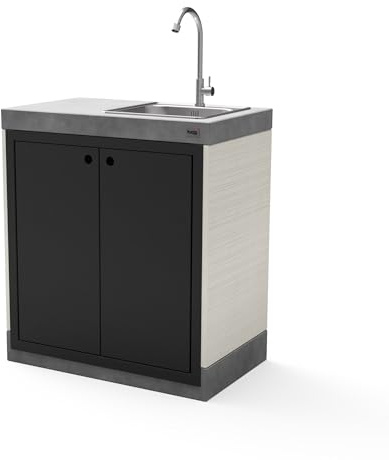 MAESTRO FERRETERO TUOZI - Standmodul Plan/VENIT 1 Spüle und Armatur für vorgefertigten Grill (weiß, grau, schwarz - 78 x 47 x 47 cm) - Verwendung im Freien