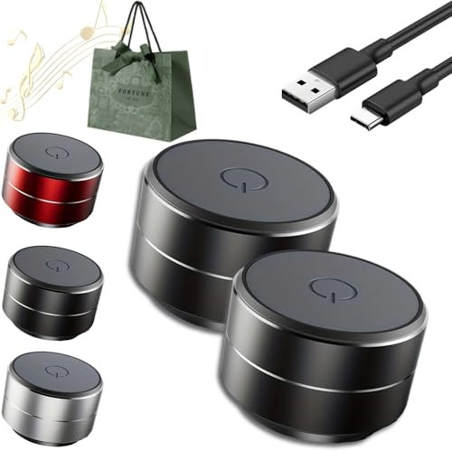 Buzzgo Echo Speaker, Mini Buzzgo Speaker Bone Conduction, Compact Speakers with Enhanced Bass, Pocket-Sized with USB-C Charging, Button Control, Unique Adhesive Design, For Smooth Surface (Black-2pc)